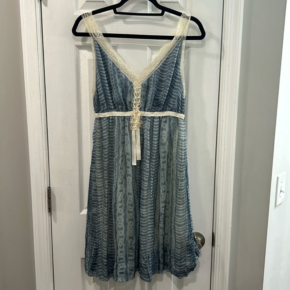 United Colors Of Benetton Blue and Cream Dress